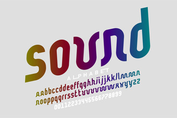 Poster - sound. modern style font, alphabet letters and numbers vector illustration