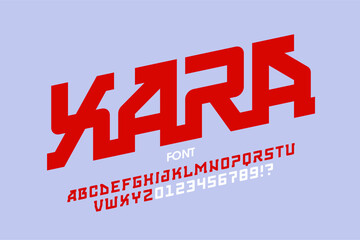 Poster - xara. modern one style font, alphabet letters and numbers vector illustration