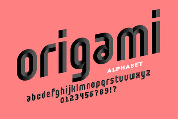 Poster - origami. paper craft style font, alphabet letters and numbers vector illustration
