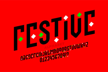 Poster - festive style. modern style alphabet. letters and numbers vector illustration.
