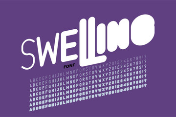 Poster - swelling. modern style font with gradual thickening, alphabet letters and numbers vector illustratio