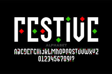 Poster - festive style. modern style alphabet. letters and numbers vector illustration.