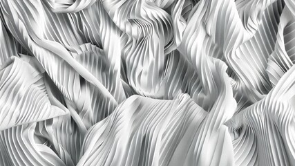 Poster - A close view showcases a white textured fabric with flowing folds and ridges, emphasizing movement and depth in its design