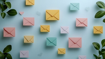 Minimalist dashboard design showing real-time email open rates, CTR, impressions, and follower growth, floating cards UI layout, white background with pastel accents,