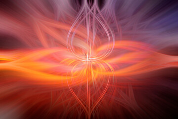 Poster - Abstract colorful and vibrant background made of bright waving and swirling light trail patterns or glowing fibers. Futuristic and psychedelic background with speed and blurred motion.