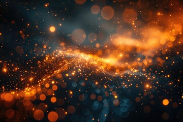 Poster - Abstract image showing luminous particles across a dark background