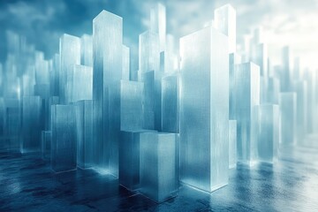 Poster - Abstract image showcasing a futuristic city made of cold structures