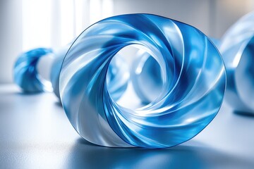 Poster - Abstract Spiral Blue and White Swirling Shape in Daylight