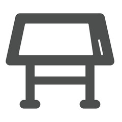 Poster - Project drawing desk solid icon, architect studio concept. Vector graphics. Architecture design table, workplace sign on white background, glyph style icon for mobile or web design.