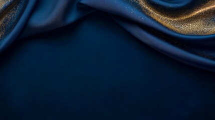 Poster - Textured close-up of navy blue ink merging with gold accents against a pearl white backdrop, creating a striking and elegant visual with copy space available