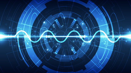 Poster - Abstract blue digital technology background. Vector illustration for your graphic design.
