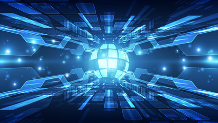 Poster - Vector Abstract futuristic high speed, Illustration high digital technology blue color