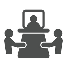 Poster - Team conference with online user solid icon, remote work concept. Vector graphics. Online meeting of people sign on white background, glyph style icon for mobile or web design.