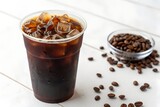 iced cold brew coffee in plastic cup