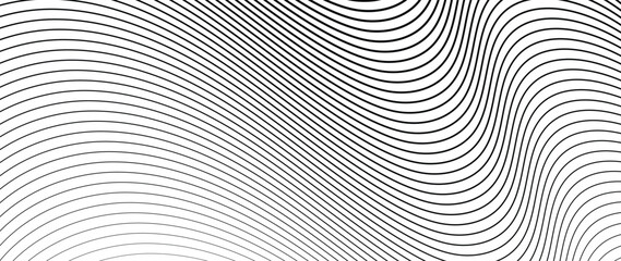 Wall Mural - abstract black and white blend line art background vector. wallpaper design with wavy line in motion