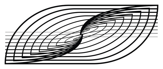 Wall Mural - abstract black and white blend line art background vector. wallpaper design with wavy line in motion
