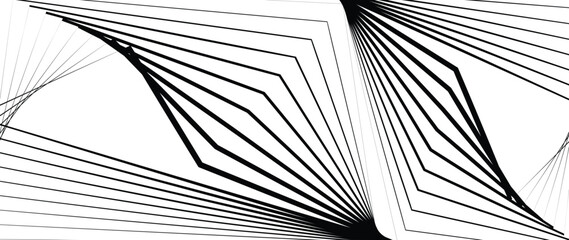 Wall Mural - abstract black and white blend line art background vector. wallpaper design with wavy line in motion