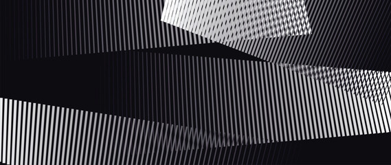 Wall Mural - abstract black and white blend line art background vector. wallpaper design with wavy line in motion