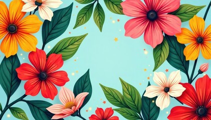 Wall Mural - Bold vibrant floral pattern, ideal for summer promotions , celebration, design, beautiful