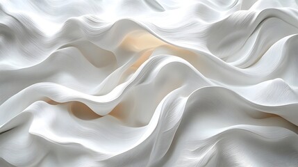 Poster - Abstract peaceful white fabric with tranquil flowing lines