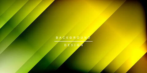Fototapete - Bright yellow, green gradient background. Diagonal lines create dynamic visual effect. Text BACKGROUND DESIGN centered. Modern, abstract aesthetic.