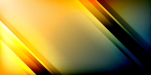 Aufkleber - Abstract background features dynamic diagonal lines. Colors transition from bright yellow, orange, green to deep blue. Modern design, gradient effect, simple composition.