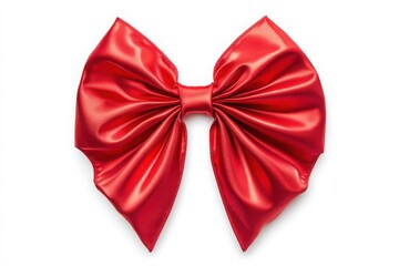 Wall Mural - A luxurious deep red ribbon bow, nicely shaped and isolated on a white background.
