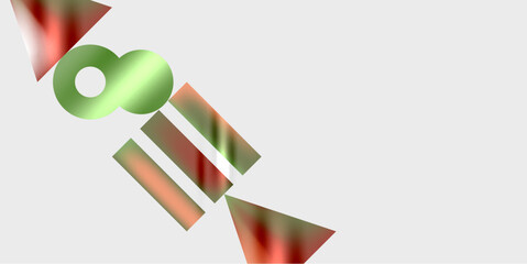 Poster - Abstract shapes, green, red, white background. Geometric forms, dynamic composition, modern design. Minimalist aesthetic, clean lines, vibrant colors.