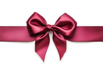 Wall Mural - A luxurious deep red ribbon bow, nicely shaped and isolated on a white background.
