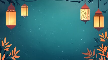Festive lanterns hanging from branches illuminate a starry night background