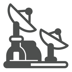 Poster - antenna dish pair solid icon, cosmos concept. vector graphics. research station antennas, space expl