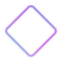 Poster - Square rectangular frame with two color neon motion graphics on isolated transparent background in PNG and vector format. Blank copy space in the middle.