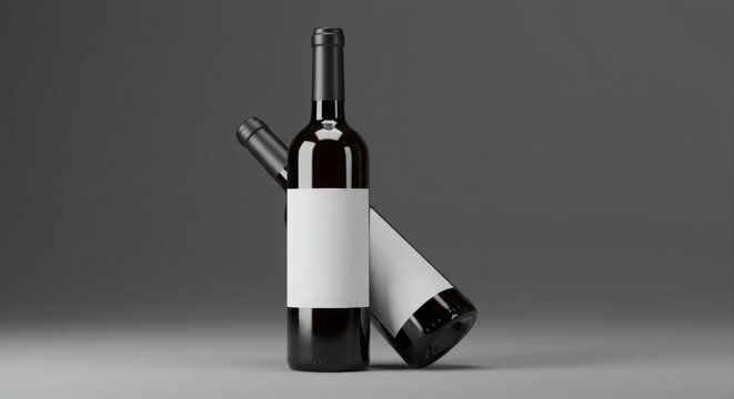 Wine bottle mockups with blank labels