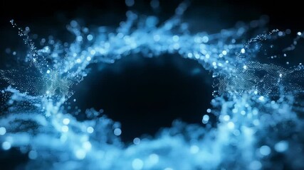 Wall Mural - bright blue particles swirl and gather in a mesmerizing display, creating a captivating focal point 