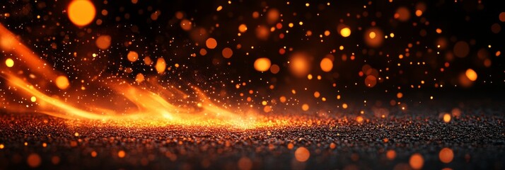 Poster - a witch image for halloween, with fire embers over a black background, set against a backdrop of fir