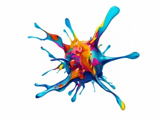 Wall Mural - Dynamic Paint Splatter with Vibrant Colors on a White Backdrop Art Illustration