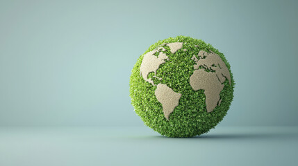 Poster - globe made of green foliage symbolizes environmental sustainability and global conservation efforts. image highlights importance of eco friendly practices and sustainable development