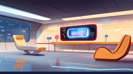 Aufkleber - A sleek and modern car interior featuring a holographic dashboard neon ambient lighting and ergonomic leather seats for a futuristic driving experience