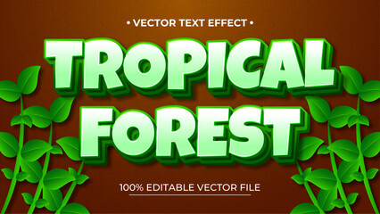 Poster - Text effect in 3d Tropical Forest text effect theme editable metal gradient green color concept