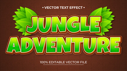 Poster - Jungle adventure Editable text Effect Comic Cartoon Quest Game tittle 3D Style