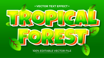 Poster - Tropical Forest text effect 3d and editable text effect with shield and leaf illustration