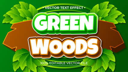 Poster - Green Woods editable text effect cartoon comic game 3d style
