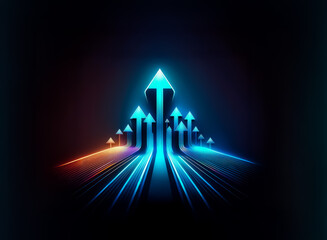 Aufkleber - arrows ascend, glowing in vibrant hues, symbolizing advancement and upward movement. the illustratio
