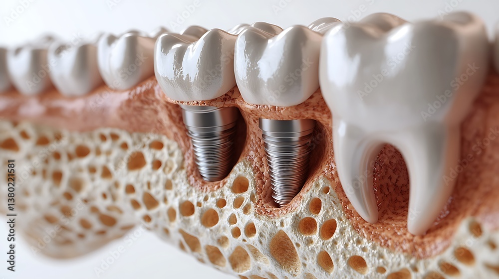 Side-by-side educational graphic of mini implant and traditional dental ...