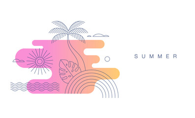 minimalist summer concept design with color gradient. linear simple, modern style. summer background