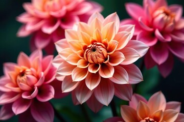 Wall Mural - intricate dahlia blooms, vibrant hues, close-up view , red, bloom