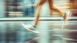 © Thanyaporn - Dynamic Runner in Motion Blurring Across Wet Urban Streetscape