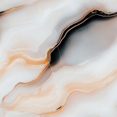 Poster - Intricate marble pattern features flowing lines in black, white, pink, grey, and cream, perfect for enhancing any contemporary space SEAMLESS PATTERN