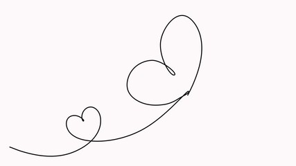 Poster - Butterfly flying with heart shape continuous line drawn animated video.