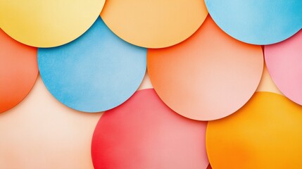 Poster - A vibrant arrangement of colorful circular shapes in pastel hues, creating a cheerful and artistic backdrop.